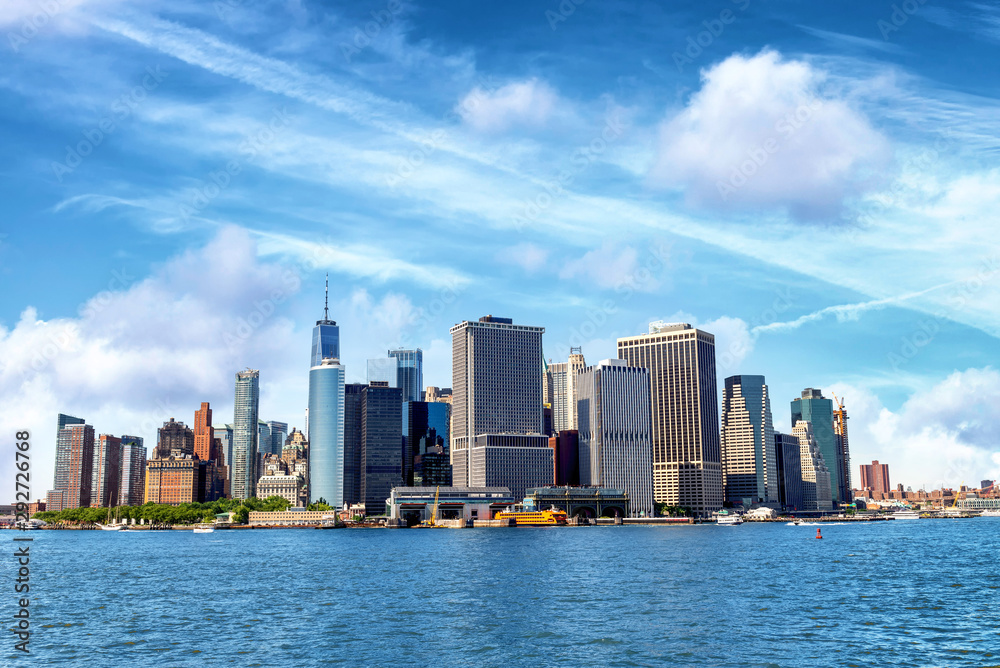 Besutiful view of Downotown Manhattan from Governors Island, NYC.