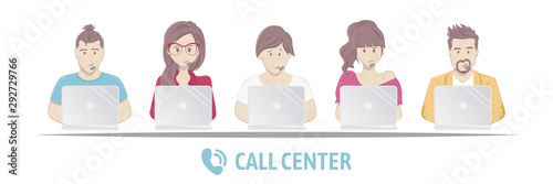 Call center avatars in a cartoon style with a headset, conceptual of communication