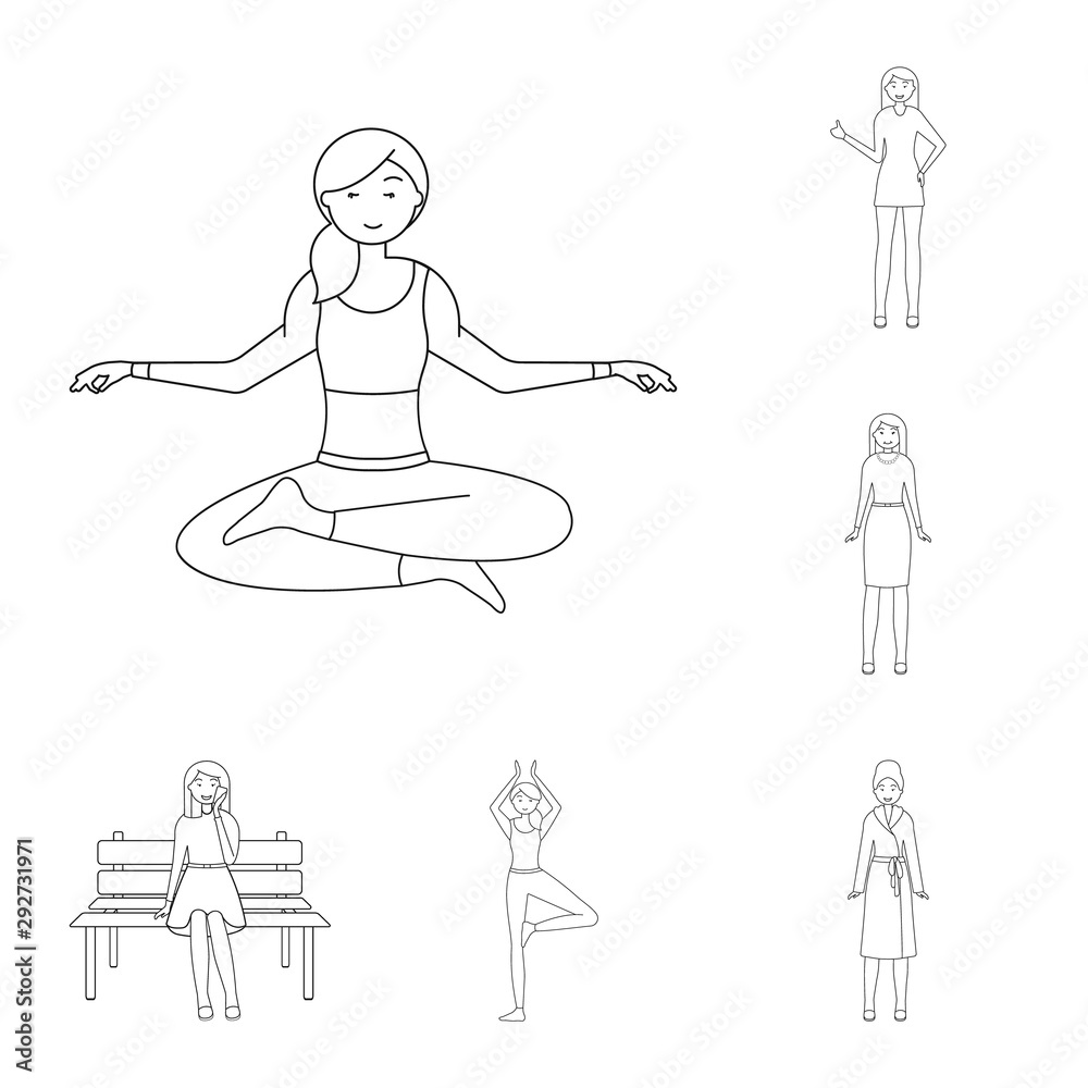 Vector design of posture and mood icon. Set of posture and female stock symbol for web. Vector design of posture and mood icon. Set of posture and female stock symbol for web.