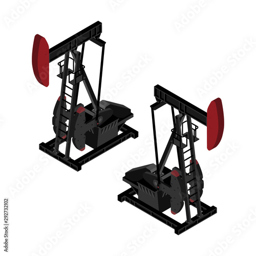 Oil pump oil rig energy industrial machine for petroleum isometric view isolated on white background