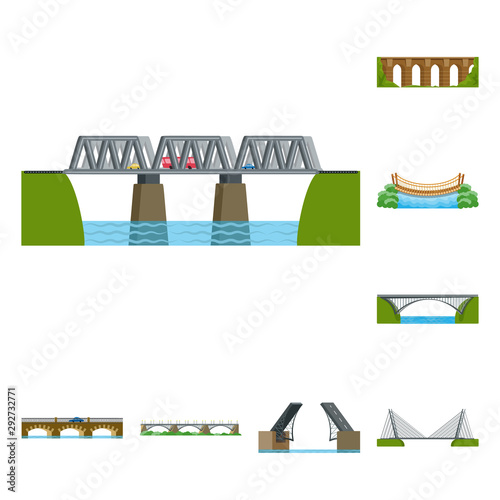 Isolated object of bridgework and bridge symbol. Set of bridgework and landmark stock vector illustration.