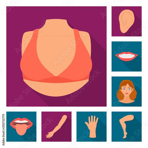 Isolated object of body and part sign. Collection of body and anatomy stock vector illustration.