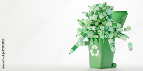 Plastic waste and recycle problem concept, original 3d rendering