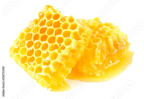 Honeycomb with honey isolated on white background