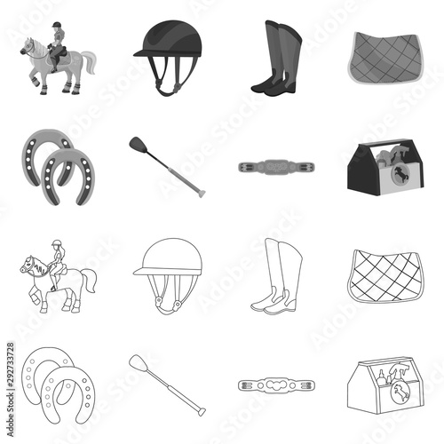 Vector design of equipment and riding icon. Collection of equipment and competition vector icon for stock.