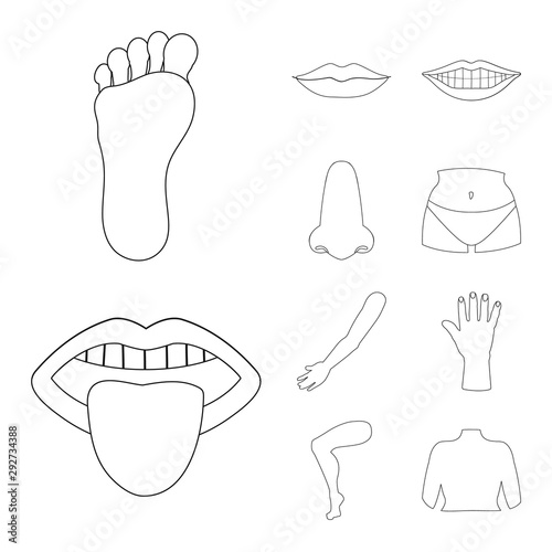 Isolated object of body and part sign. Collection of body and anatomy vector icon for stock.