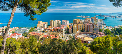 Fotografie, Obraz Panoramic sight of Malaga on a sunny summer day