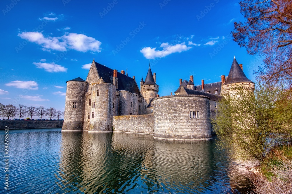 Famous medieval castle Sully sur Loire, Loire valley, France.