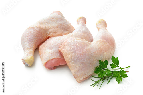 Raw chicken legs isolated on white Poster Mural XXL
