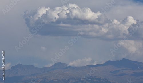 a big cloud over Sierra Nevada in summer