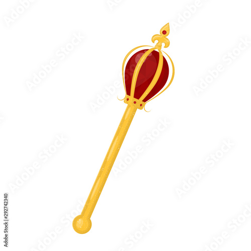 Cartoon Color Golden Royal Regal Scepter. Vector photo