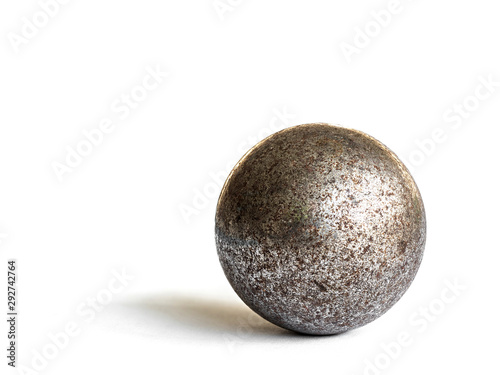 rust metal steel sphere on white background