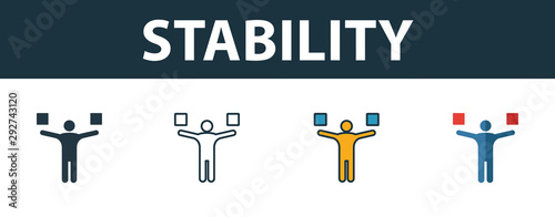 Stability icon set. Premium symbol in different styles from productivity icons collection. Creative stability icon filled, outline, colored and flat symbols