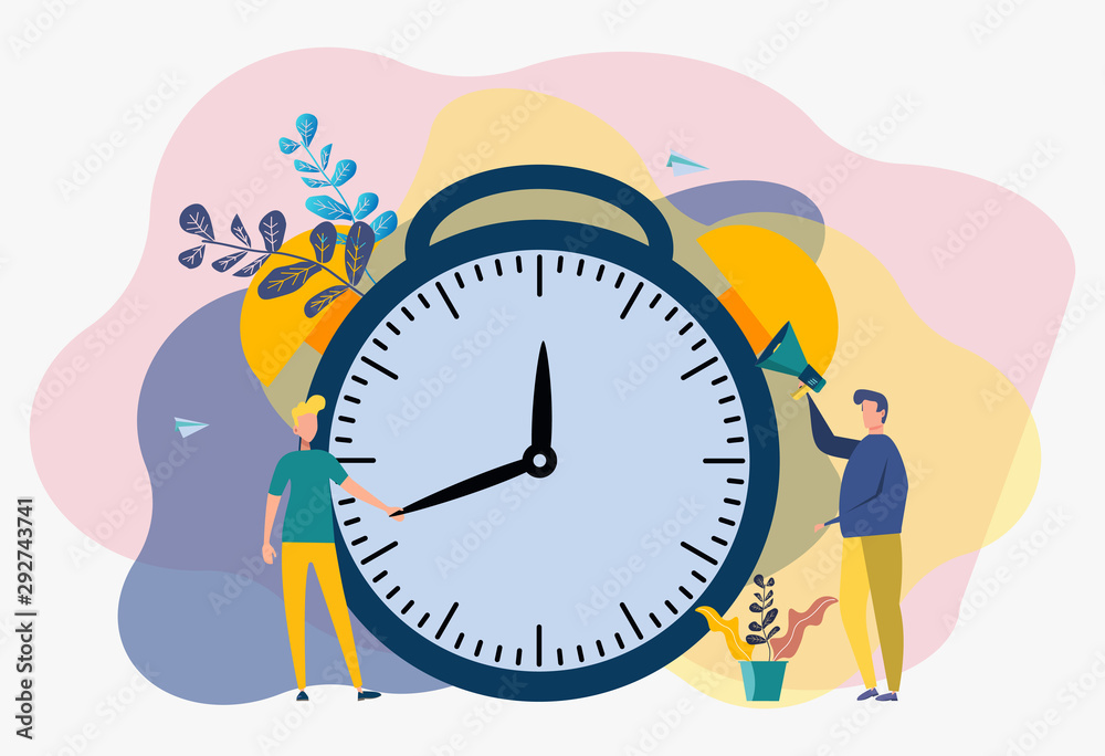 Alarm clock rings in the morning, work time management concept, quick