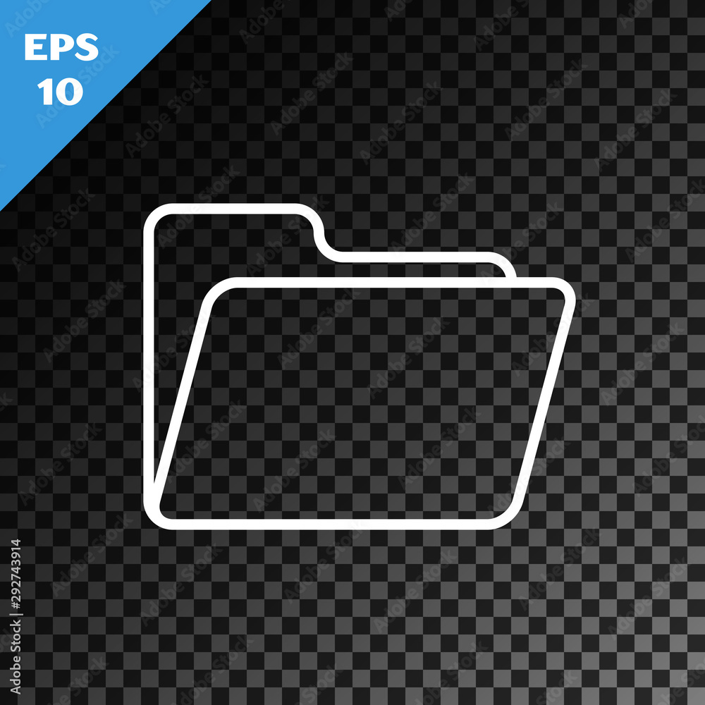 White line Document folder icon isolated on transparent dark background ...