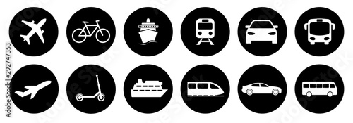 Slika na platnu Set of standard transportation symbols in black circles