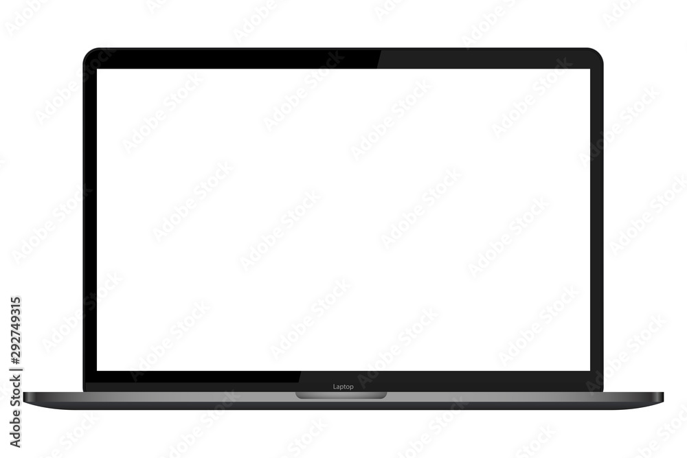 realistic modern computer laptop blank screen vector