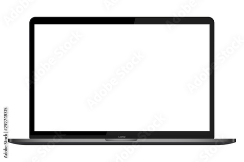 realistic modern computer laptop blank screen vector