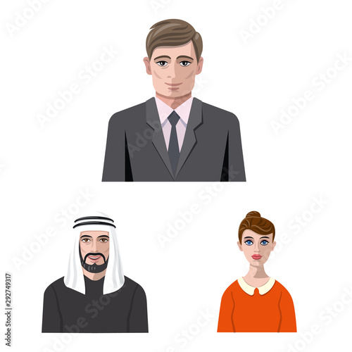 Vector design of avatar and face symbol. Set of avatar and profile vector icon for stock.