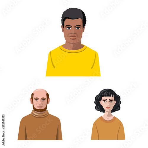 Isolated object of avatar and face symbol. Set of avatar and profile stock symbol for web.