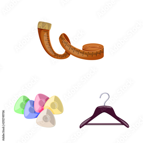 Vector design of atelier and sewing sign. Collection of atelier and tailoring stock symbol for web.
