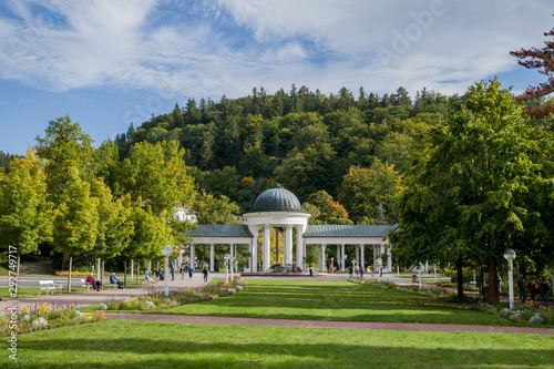 Colonnade of cold mineral water springs Caroline and Rudolf - Marianske Lazne (Marienbad) - great famous Bohemian spa town in the west part of the Czech Republic (region Karlovy Vary)