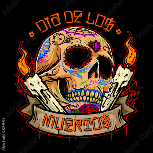 dia de los muertos skull vector design