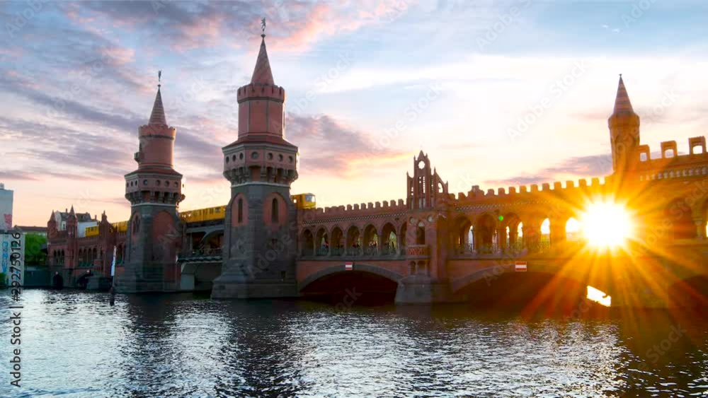 Oberbaumbrück in Berlin during sunset