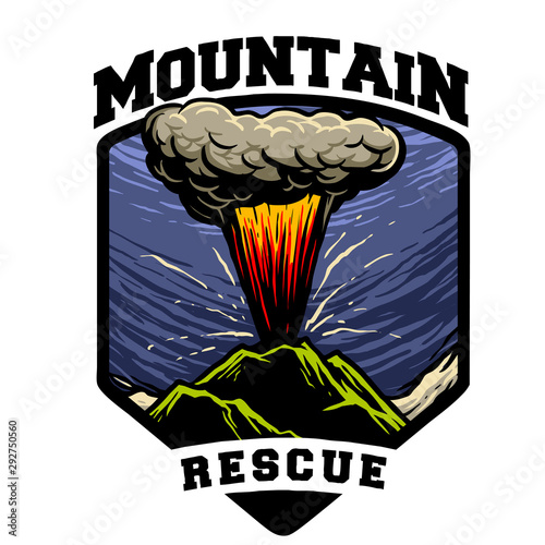 erupted mountain rescue vector design