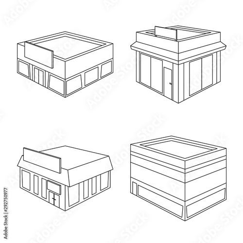 Vector illustration of business and supermarket symbol. Collection of business and showcase stock vector illustration.