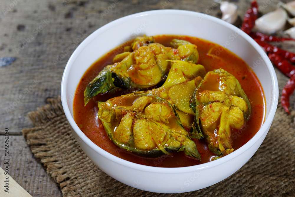 Pickled bamboo shoots with catfish in sour and spicy soup , thai southern style food Pickled bamboo shoots with catfish in sour and spicy soup , thai southern style food