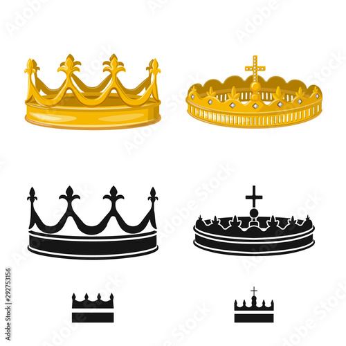Vector design of medieval and nobility sign. Collection of medieval and monarchy stock vector illustration.