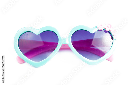 Kids sunglasses isolated on white background.Copy space