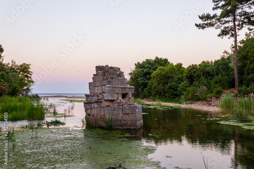 View on the ancient ruins of Lycian town of Olympos, Turkey. photo