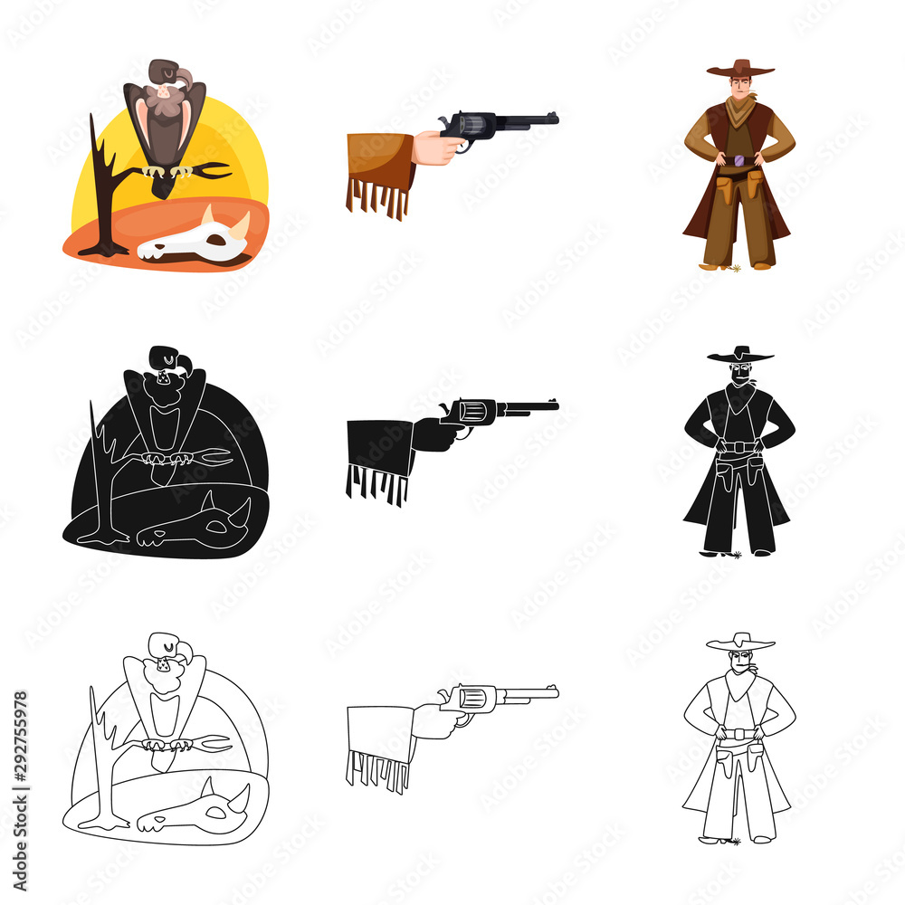 Isolated object of texas and history icon. Set of texas and culture vector icon for stock.