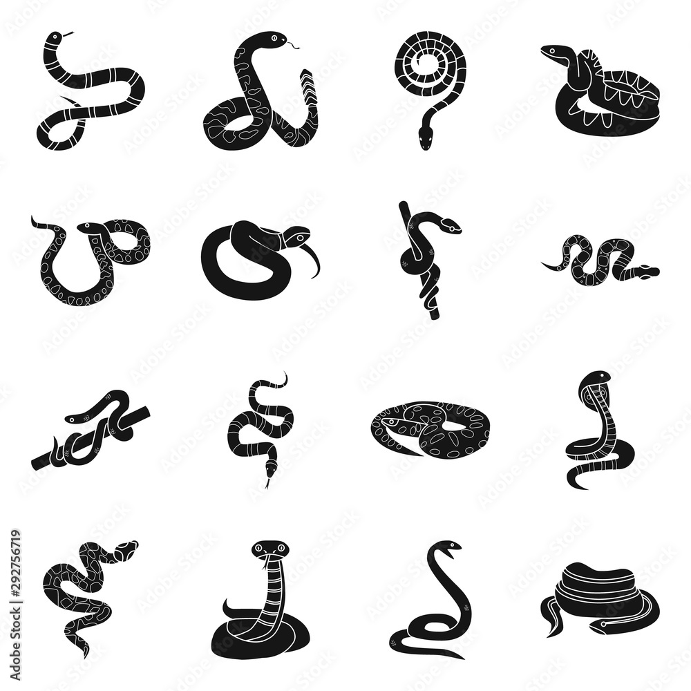 Vector design of snake and creepy logo. Collection of snake and poison ...