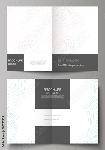 The vector layout of two A4 format modern cover mockups design templates for bifold brochure  magazine  flyer  booklet  annual report. Topographic contour map  abstract monochrome background.