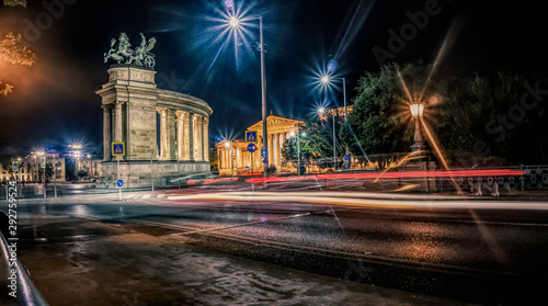 heroes square, arpad, monument, square, downtown, avenue, architecture, art, beautiful, budapest, hungarian, hungary, budapest night, budapest street, building, capital, car, city, city life, city str