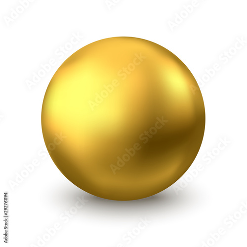Gold sphere or oil bubble isolated on white background.