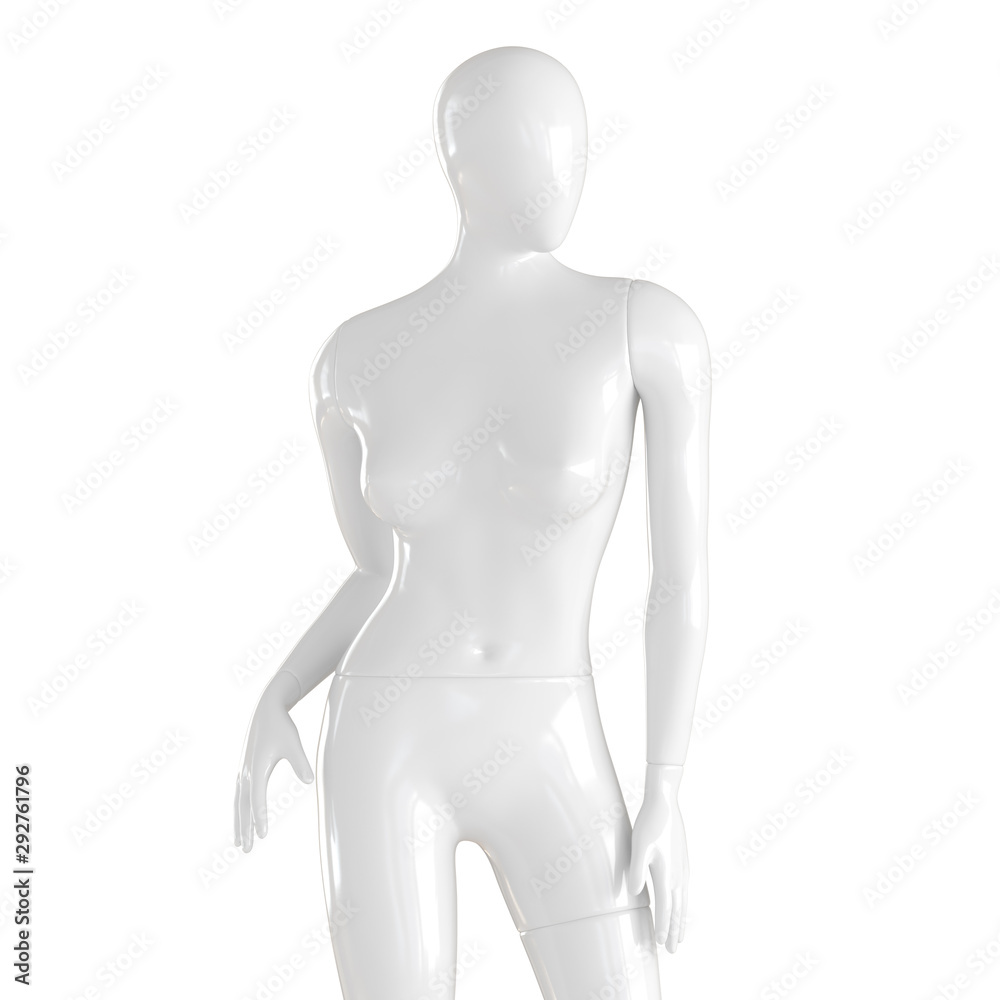White female mannequin close-up shot on an isolated white background. 3D rendering White female mannequin close-up shot on an isolated white background. 3D rendering
