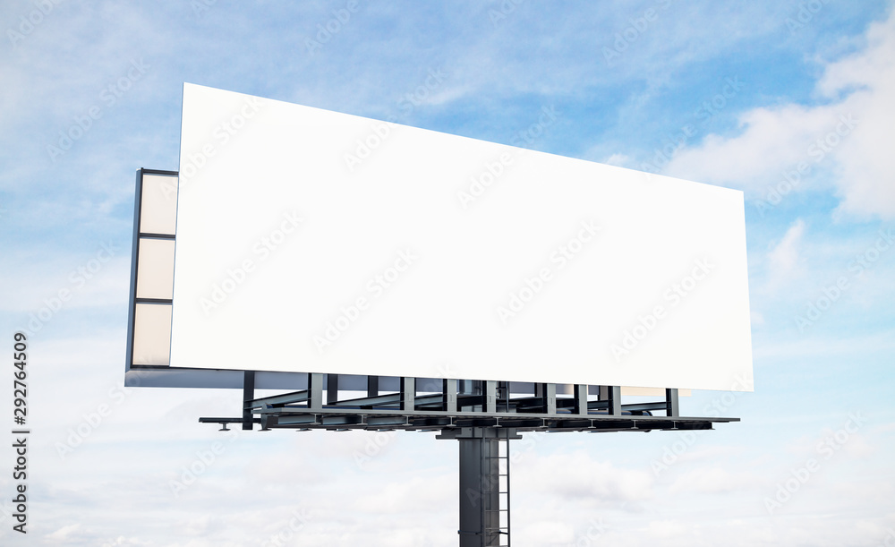 Blank white sky billboard - obrazy, fototapety, plakaty 