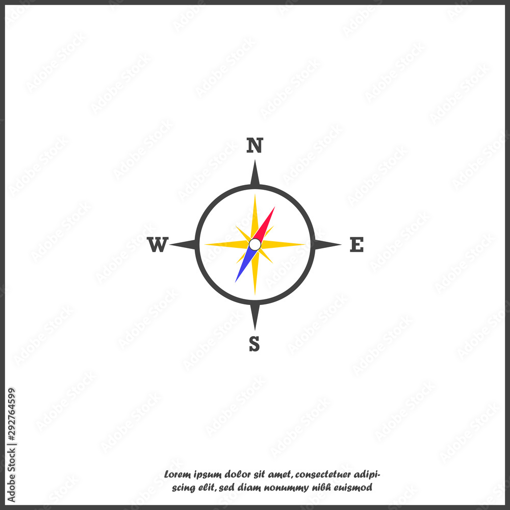Vector icon of the compass. Illustration of a compass symbol for determining the sides of the world on white isolated background. Layers grouped for easy editing illustration. For your design Vector icon of the compass. Illustration of a compass symbol for determining the sides of the world on white isolated background. Layers grouped for easy editing illustration. For your design