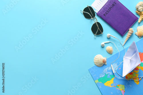 Composition with world map,...