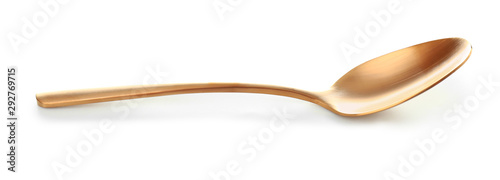 Golden spoon on white background photo