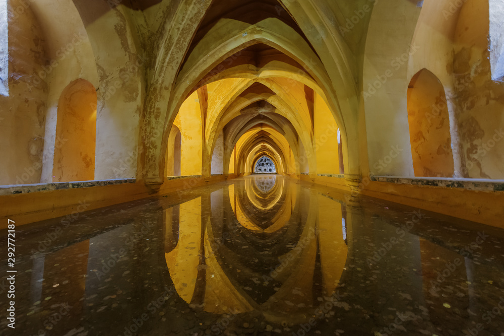 Naklejka premium Interior of the Royal Alcazar in Seville, Spain. Baths of Lady Maria de Padilla
