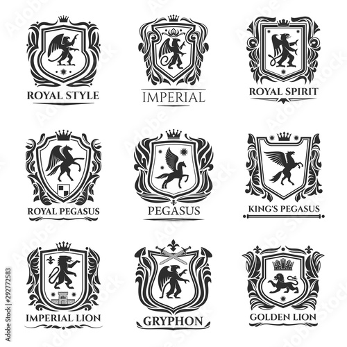 Heraldic animals, medieval heraldry shields