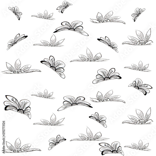 Fototapeta Naklejka Na Ścianę i Meble -  Elegant seamless pattern with flowers in watercolor style, design elements. Floral pattern for wedding invitations, cards, scrapbooking, printing, gift wrapping, manufacturing. Editing