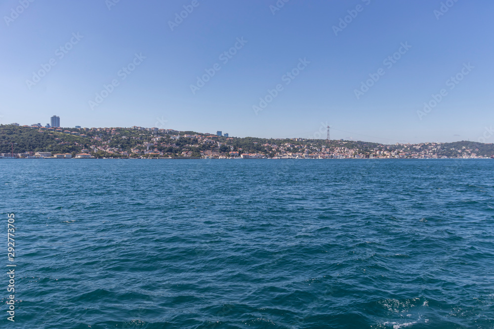 Panorama from Bosporus to city of Istanbul