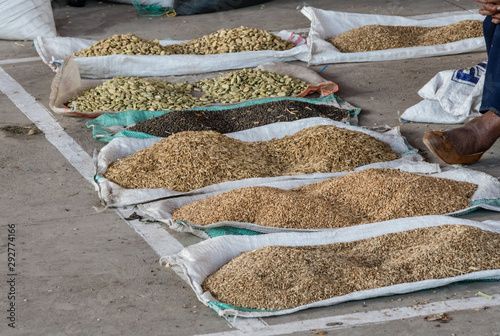 Seeds for sale in a market in Ecuador photo