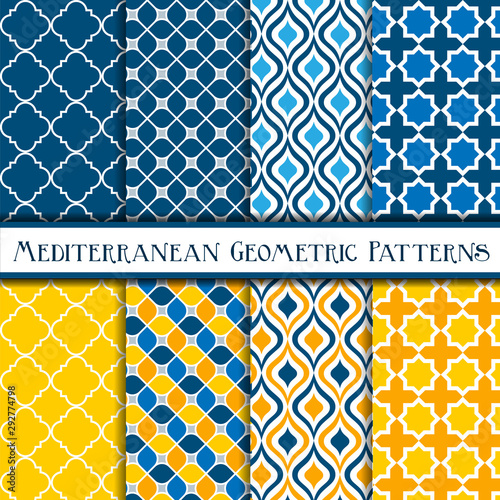 Collection of mediterranean geometric patterns photo